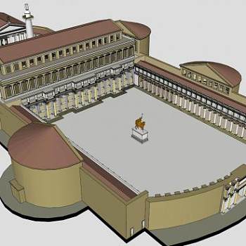 图拉真广场建筑SU模型下载_sketchup草图大师SKP模型