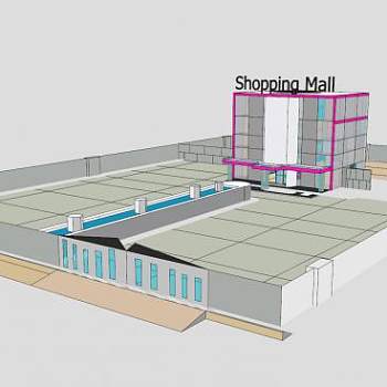 现代购物中心大楼建筑SU模型下载_sketchup草图大师SKP模型