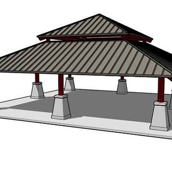 古建筑凉亭SU模型下载_sketchup草图大师SKP模型