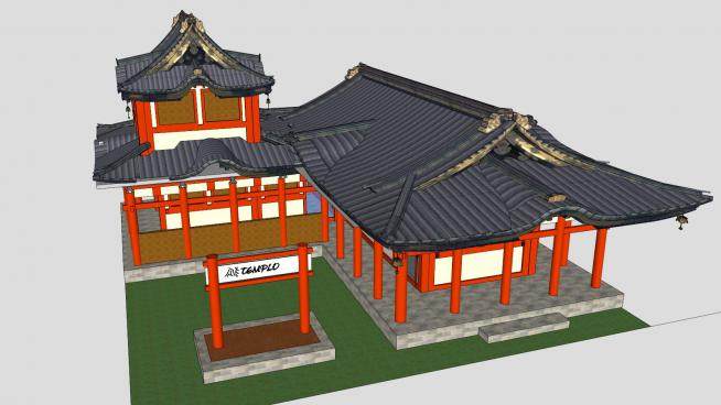 日本寺庙建筑SU模型下载_sketchup草图大师SKP模型