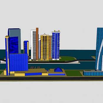 海上城市建筑综合体SU模型下载_sketchup草图大师SKP模型