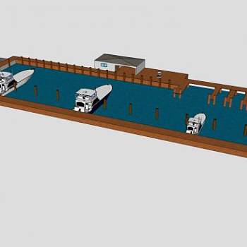 小艇船坞走道SU模型下载_sketchup草图大师SKP模型