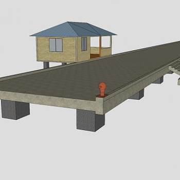 船舶停泊处码头SU模型下载_sketchup草图大师SKP模型