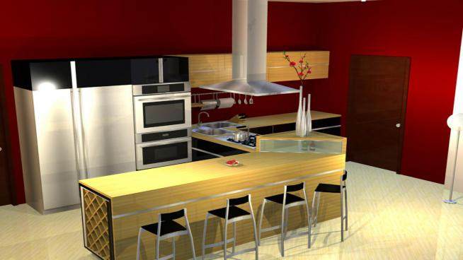 现代室内厨房装修SU模型下载_sketchup草图大师SKP模型