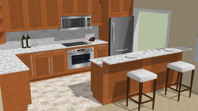 现代小舒适厨房SU模型下载_sketchup草图大师SKP模型