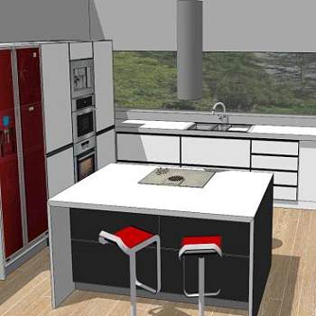 简约寓言风格室内厨房SU模型下载_sketchup草图大师SKP模型