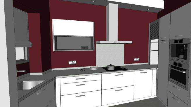 现代化厨房橱柜家具SU模型下载_sketchup草图大师SKP模型