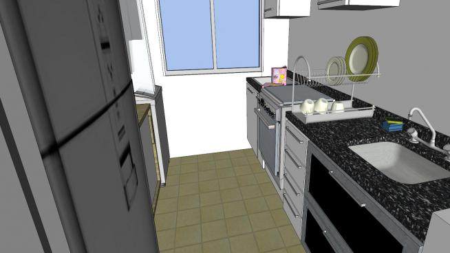 现代公寓厨房SU模型下载_sketchup草图大师SKP模型