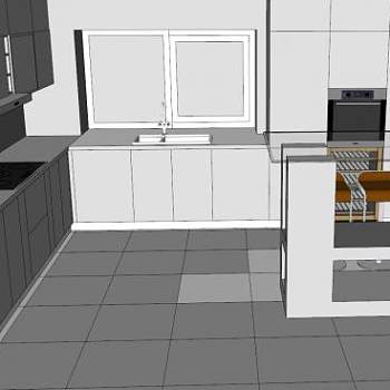 现代厨房家具白色橱柜SU模型下载_sketchup草图大师SKP模型