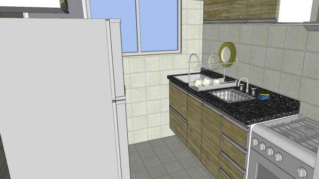 现代小型厨房装修SU模型下载_sketchup草图大师SKP模型