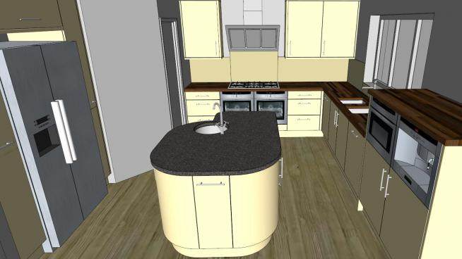 现代岛型室内厨房SU模型下载_sketchup草图大师SKP模型
