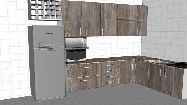 现代风格木质厨房橱柜SU模型下载_sketchup草图大师SKP模型