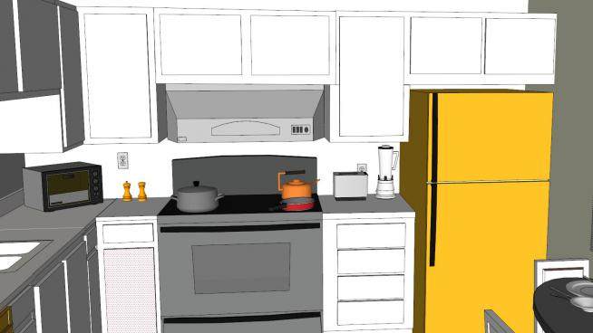 现代装修室内厨房SU模型下载_sketchup草图大师SKP模型