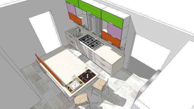 现代化室内厨房SU模型下载_sketchup草图大师SKP模型