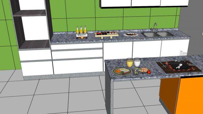 休闲烹饪室内厨房SU模型下载_sketchup草图大师SKP模型