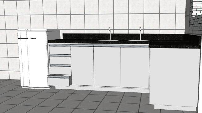 简单白色厨房家具SU模型下载_sketchup草图大师SKP模型