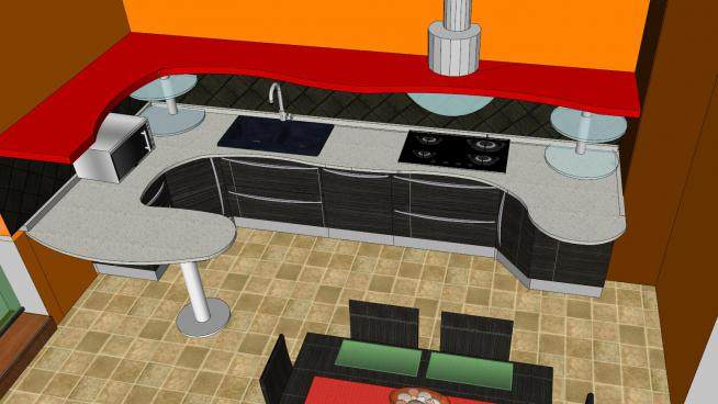 创意室内家具厨房SU模型下载_sketchup草图大师SKP模型