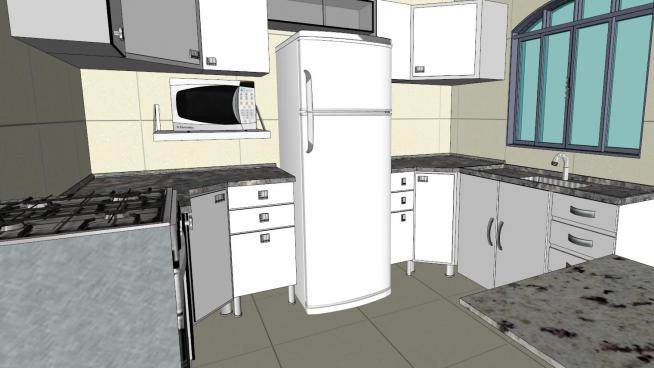 小型开放式厨房SU模型下载_sketchup草图大师SKP模型