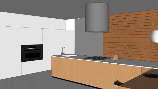 现代化室内厨房装修SU模型下载_sketchup草图大师SKP模型