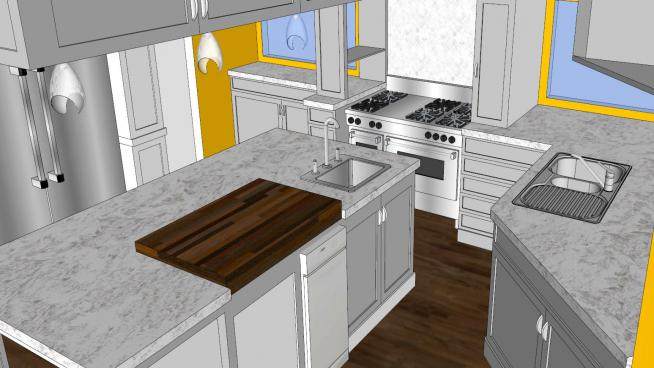 现代家庭厨房家具SU模型下载_sketchup草图大师SKP模型