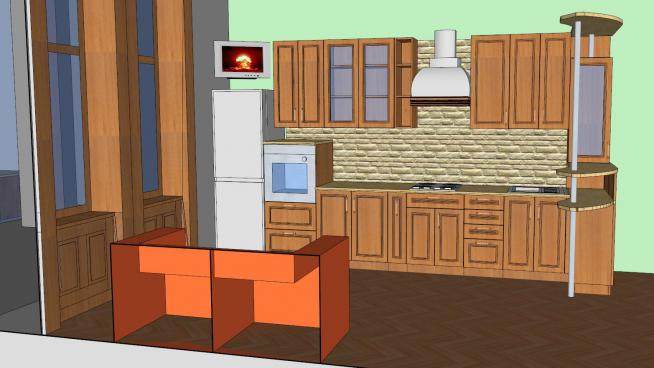 现代家居室内厨房装修SU模型下载_sketchup草图大师SKP模型