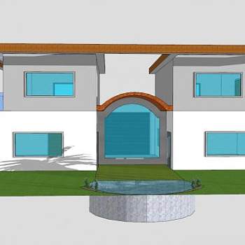 现代住宅泳池建筑SU模型下载_sketchup草图大师SKP模型