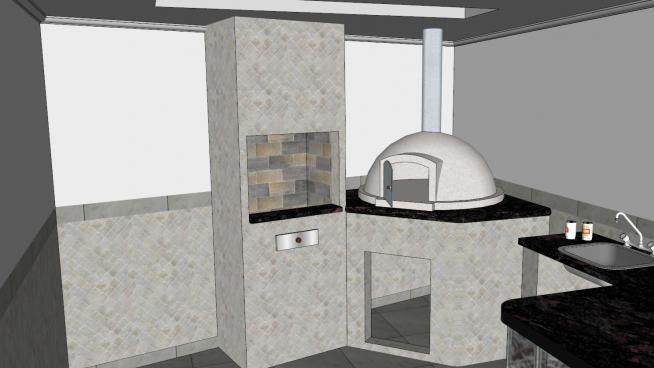 老式厨房室内家具SU模型下载_sketchup草图大师SKP模型