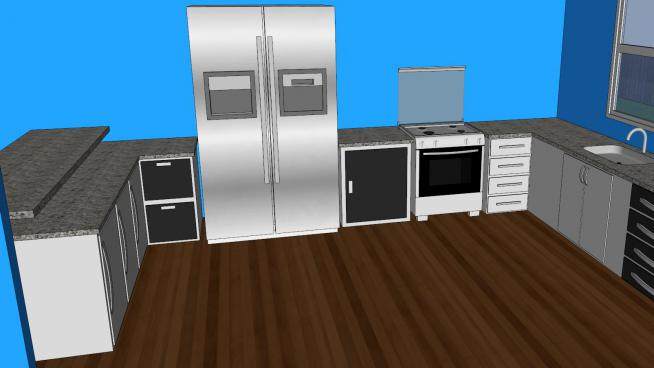 简约室内厨房家具SU模型下载_sketchup草图大师SKP模型