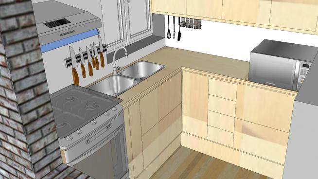现代室内小型厨房SU模型下载_sketchup草图大师SKP模型