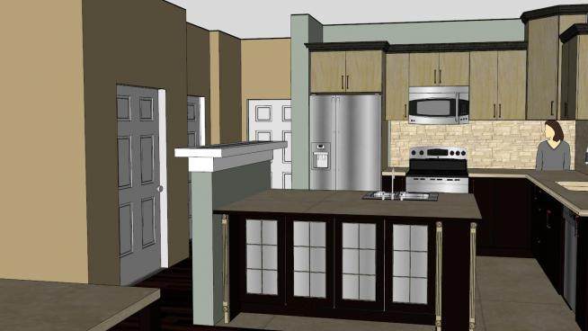 现代室内公寓厨房装修SU模型下载_sketchup草图大师SKP模型