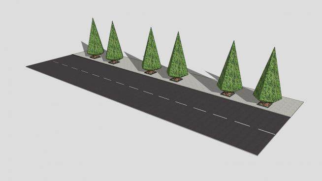 城市道路和观景树木SU模型下载_sketchup草图大师SKP模型