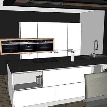 现代白色漆厨房家具SU模型下载_sketchup草图大师SKP模型