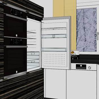 现代U型小厨房SU模型下载_sketchup草图大师SKP模型