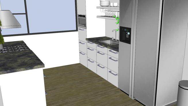 现代厨房室内家具装修SU模型下载_sketchup草图大师SKP模型