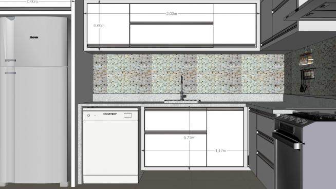 现代室内公寓厨房SU模型下载_sketchup草图大师SKP模型