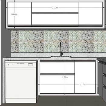 现代室内公寓厨房SU模型下载_sketchup草图大师SKP模型