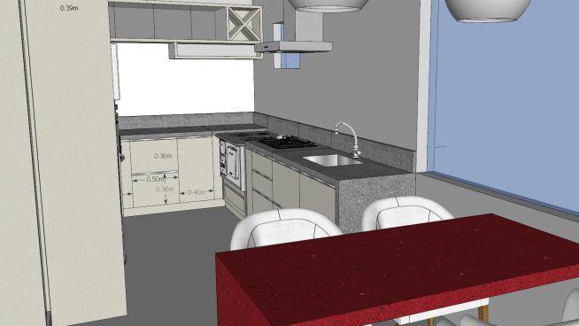 现代公寓厨房橱柜SU模型下载_sketchup草图大师SKP模型