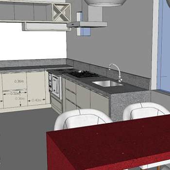 现代公寓厨房橱柜SU模型下载_sketchup草图大师SKP模型