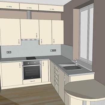 现代室内厨房橱柜装修SU模型下载_sketchup草图大师SKP模型