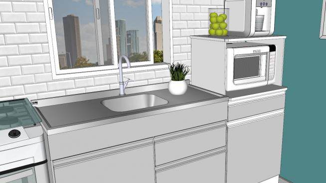 现代公寓小厨房SU模型下载_sketchup草图大师SKP模型