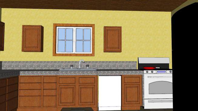 现代简朴室内厨房SU模型下载_sketchup草图大师SKP模型