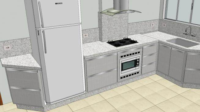 现代公寓烹饪厨房SU模型下载_sketchup草图大师SKP模型