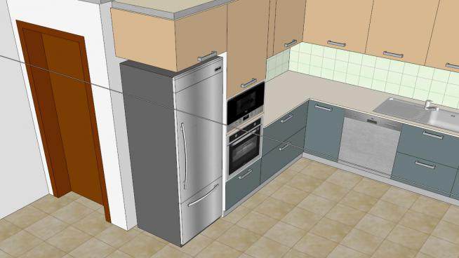 现代室内L型小厨房SU模型下载_sketchup草图大师SKP模型