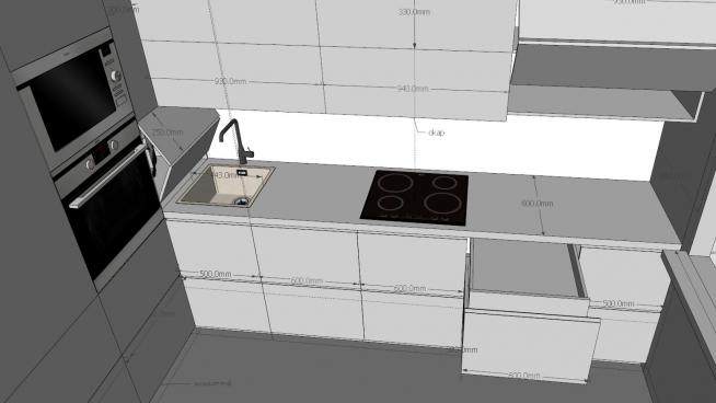 现代白色小厨房装修SU模型下载_sketchup草图大师SKP模型