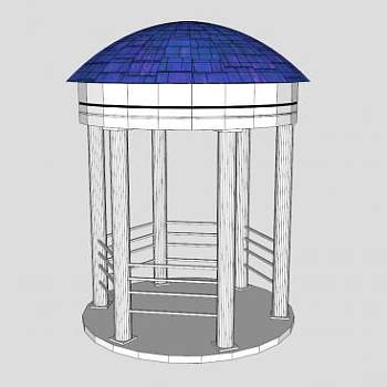 现代圆顶亭子SU模型下载_sketchup草图大师SKP模型