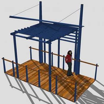 露天遮蔽庭院凉棚走道SU模型下载_sketchup草图大师SKP模型