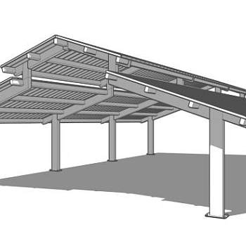 现代三角重檐亭子SU模型下载_sketchup草图大师SKP模型