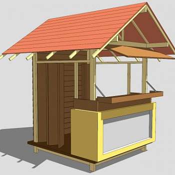 木制街亭报刊亭SU模型下载_sketchup草图大师SKP模型