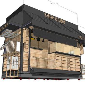 日本食品零售亭咖啡厅SU模型下载_sketchup草图大师SKP模型