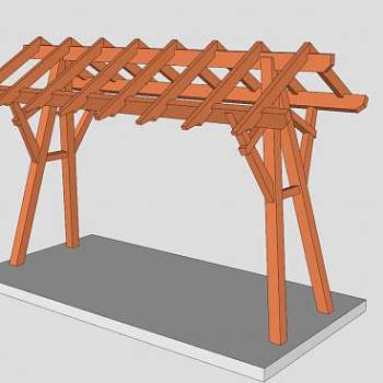 木架遮阳亭SU模型下载_sketchup草图大师SKP模型